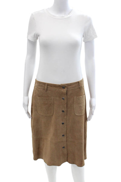 Set Womens Brown Leather A-Line Short Skirt Size M