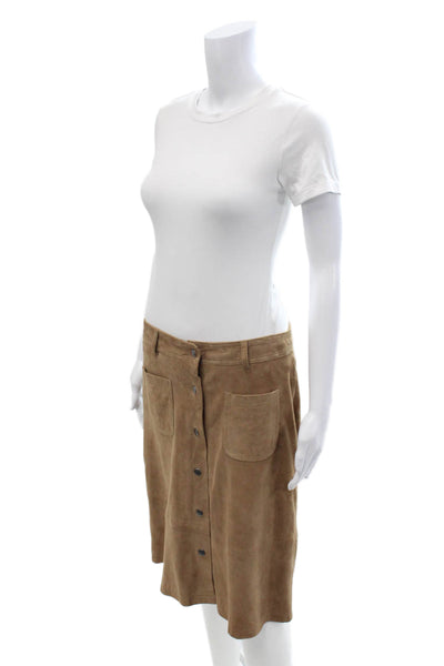 Set Womens Brown Leather A-Line Short Skirt Size M