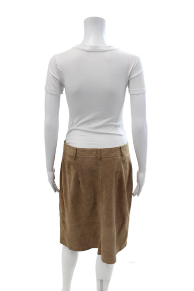 Set Womens Brown Leather A-Line Short Skirt Size M
