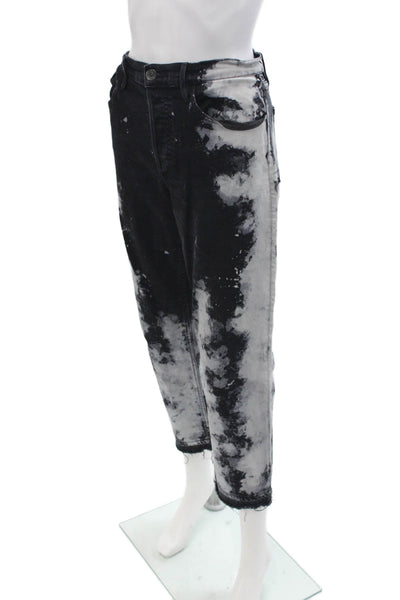 3x1 NYC Womens Cropped Mom Jeans Black Mid Rise Button Size 29
