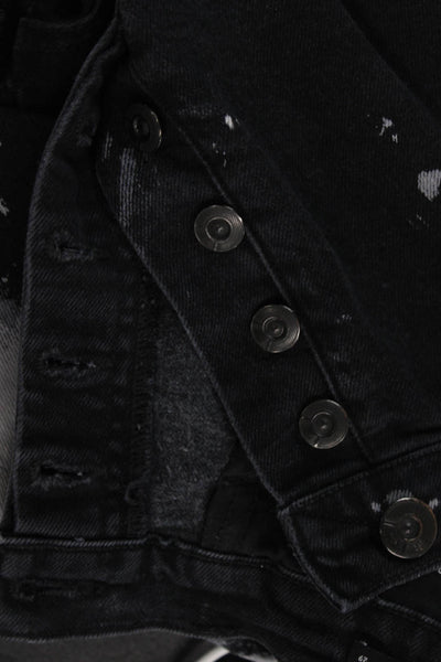 3x1 NYC Womens Cropped Mom Jeans Black Mid Rise Button Size 29