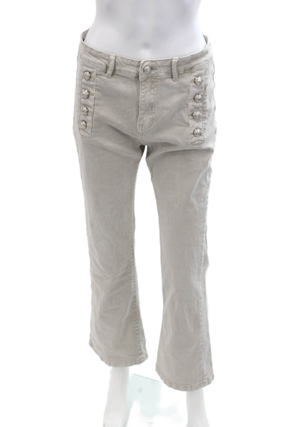 Oo La La Womens Cropped Gray Chino Pants Cotton Mid Rise Size L