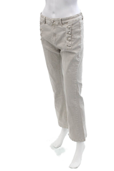 Oo La La Womens Cropped Gray Chino Pants Cotton Mid Rise Size L