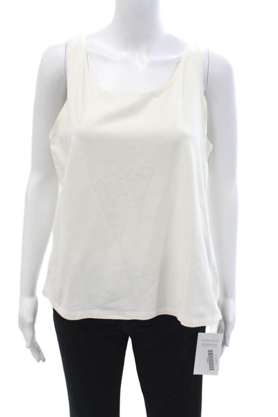 Eileen Fisher Women White Organic Cotton Sleeveless Tank Size L