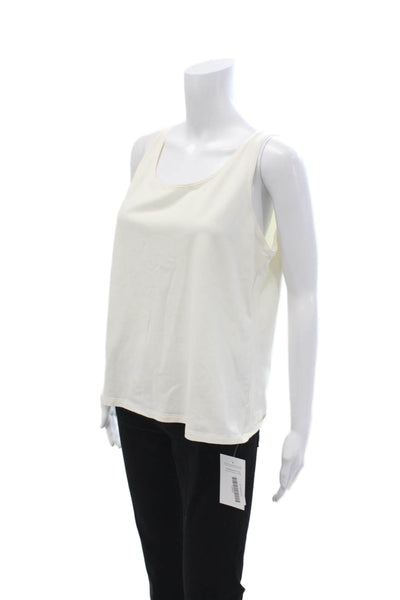Eileen Fisher Women White Organic Cotton Sleeveless Tank Size L