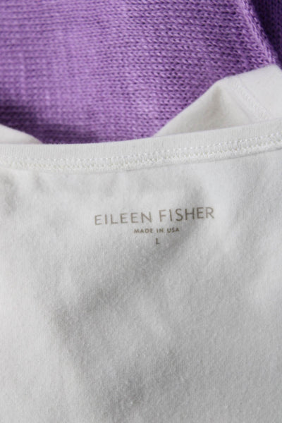 Eileen Fisher Women White Organic Cotton Sleeveless Tank Size L