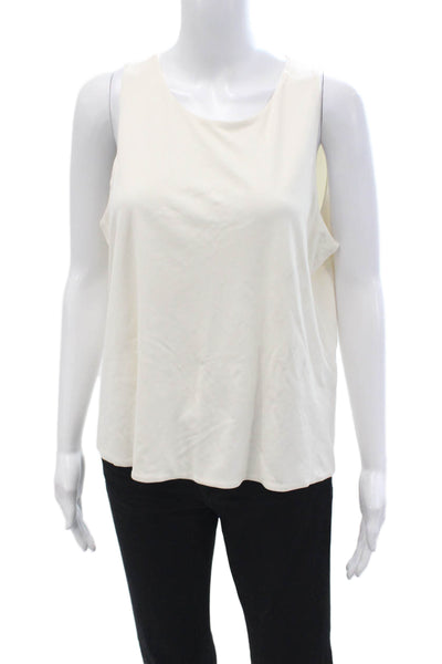 Eileen Fisher Womens Silk Sleeveless Tank Round Neck Basic White Size L