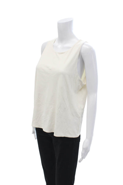 Eileen Fisher Womens Silk Sleeveless Tank Round Neck Basic White Size L