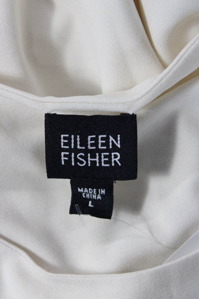 Eileen Fisher Womens Silk Sleeveless Tank Round Neck Basic White Size L