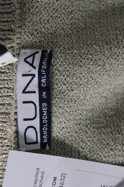Duna Unisex Striped V-Neck Pullover Sweater Beige 3/4 Sleeve Size S
