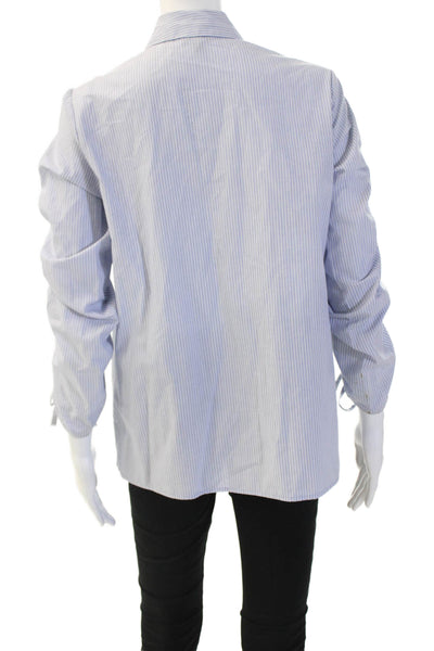 Who What Wear Womens Light Blue Striped Collared Button-Up Long Sleeve Size S