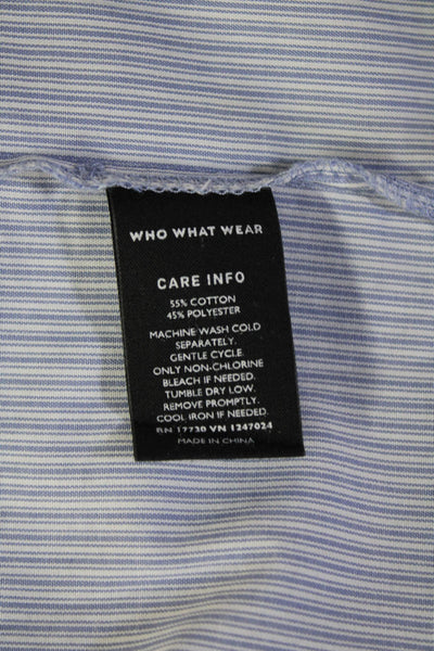 Who What Wear Womens Light Blue Striped Collared Button-Up Long Sleeve Size S