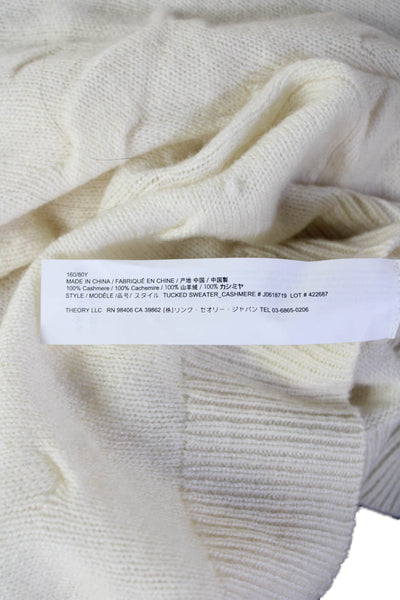 Theory Unisex White Cashmere Crew Neck Pullover Long Sleeve Size PP
