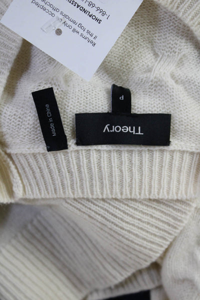 Theory Unisex White Cashmere Crew Neck Pullover Long Sleeve Size PP