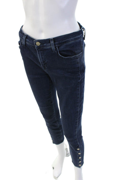 J Brand Women Ankle Cropped Skinny Dark Blue Jeans Size 27