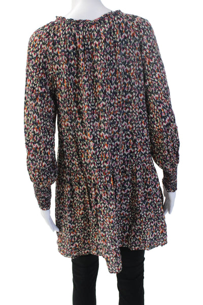 Velvet Womens Shift Dress Black V-Neck Long Sleeve Boho Size S