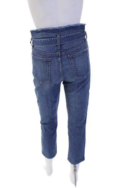 7 For All Mankind Womens Paperbag Ankle Cropped Jeans Dark Blue Size 26