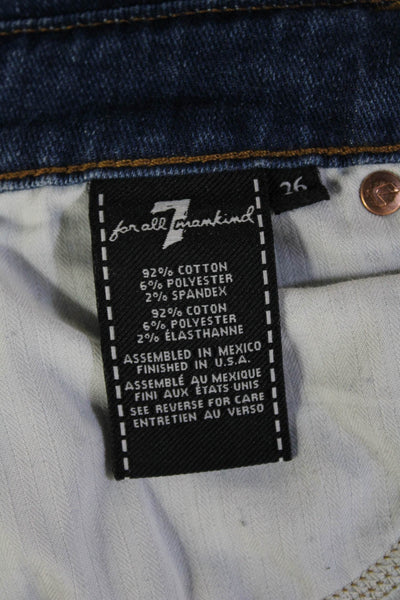 7 For All Mankind Womens Paperbag Ankle Cropped Jeans Dark Blue Size 26