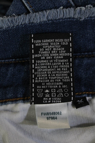 7 For All Mankind Womens Paperbag Ankle Cropped Jeans Dark Blue Size 26