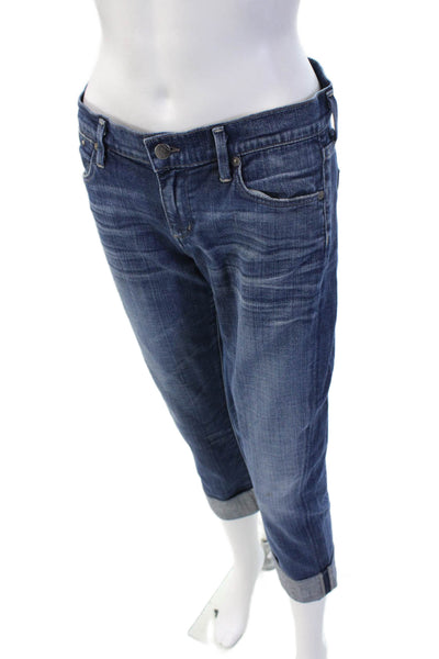 Citizens of Humanity Womens Boyfriend Cropped Jeans Dark Blue Size 27