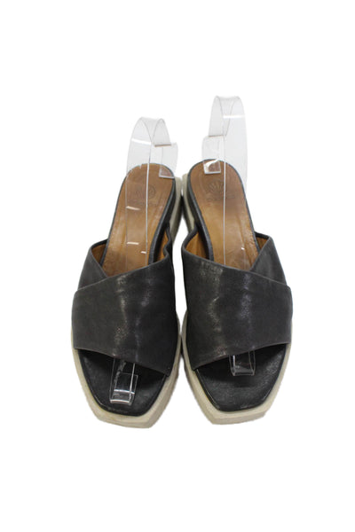Coclico Womens Leather Slide On Sandals Black Size 37 7
