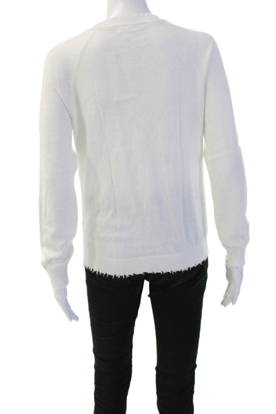 Minnie Rose Womens Pullover V-Neck Cashmere Sweater White Size XS