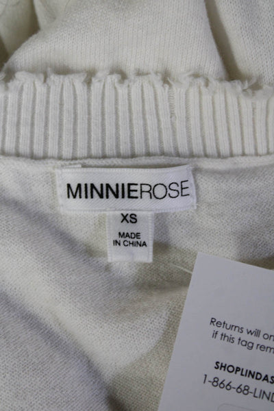Minnie Rose Womens Pullover V-Neck Cashmere Sweater White Size XS