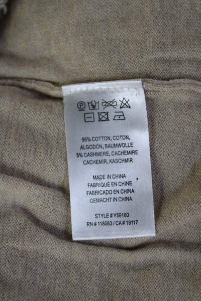 Minnie Rose Unisex Pullover Sweater Beige V Neck Long Sleeve Cashmere Size S