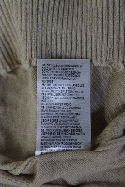 Minnie Rose Unisex Pullover Sweater Beige V Neck Long Sleeve Cashmere Size S