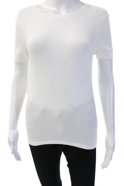 Zara Womens Basic T Shirt White Modal Cotton Crew Neck Short Sleeve Size S