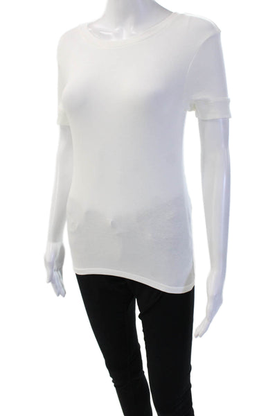 Zara Womens Basic T Shirt White Modal Cotton Crew Neck Short Sleeve Size S