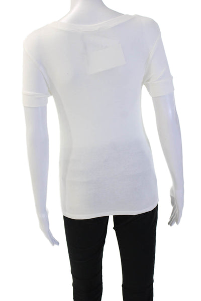 Zara Womens Basic T Shirt White Modal Cotton Crew Neck Short Sleeve Size S