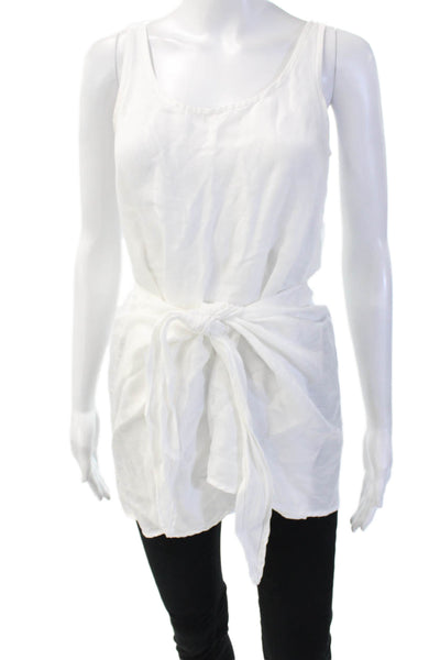 ANEMOS Womens White Sleeveless Tunic Top 58% Linen 42% Cupro Size XS