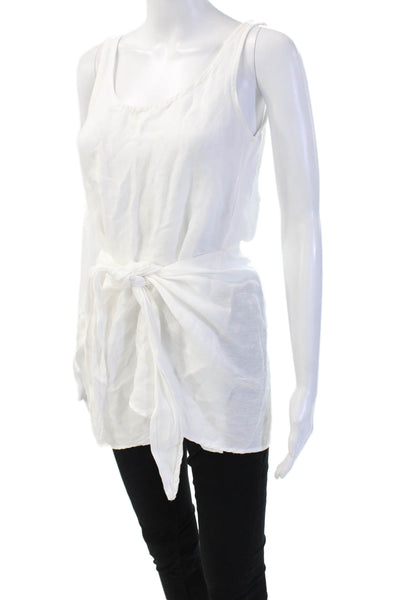 ANEMOS Womens White Sleeveless Tunic Top 58% Linen 42% Cupro Size XS
