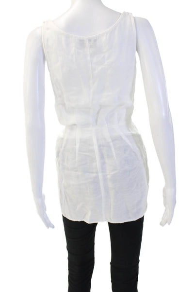 ANEMOS Womens White Sleeveless Tunic Top 58% Linen 42% Cupro Size XS