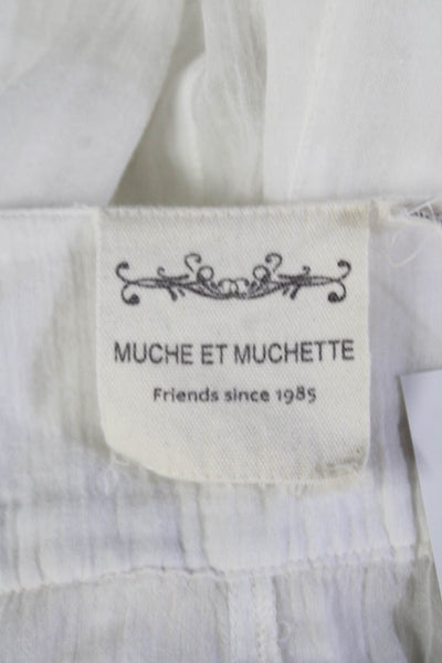 Muche Et Muchette Women Bohemian Tunic V-Neck Sleeveless White Size One Size
