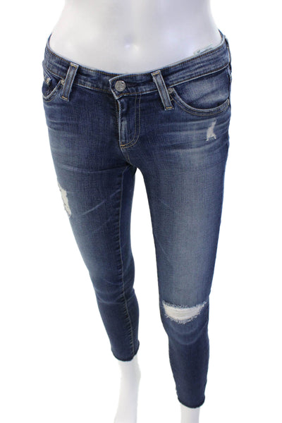 AG Adriano Goldschmied Womens Skinny Ankle Jeans Dark Blue Low Rise Size 24