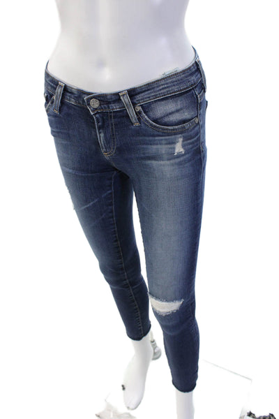 AG Adriano Goldschmied Womens Skinny Ankle Jeans Dark Blue Low Rise Size 24