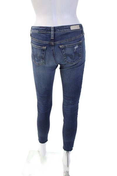 AG Adriano Goldschmied Womens Skinny Ankle Jeans Dark Blue Low Rise Size 24