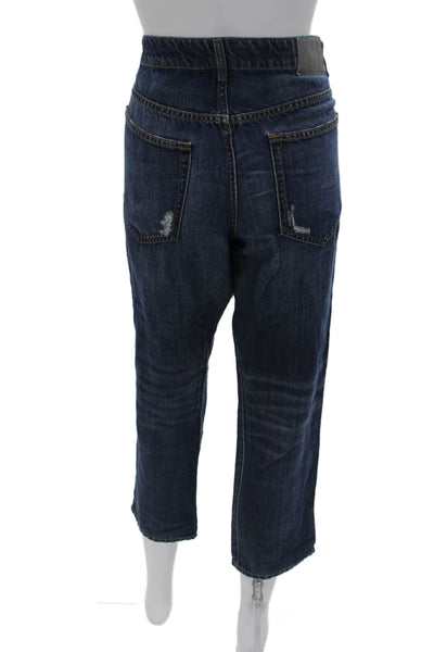 6397 Women Cropped Dark Blue Jeans Lino Flax Cotton Lyocell Size 29
