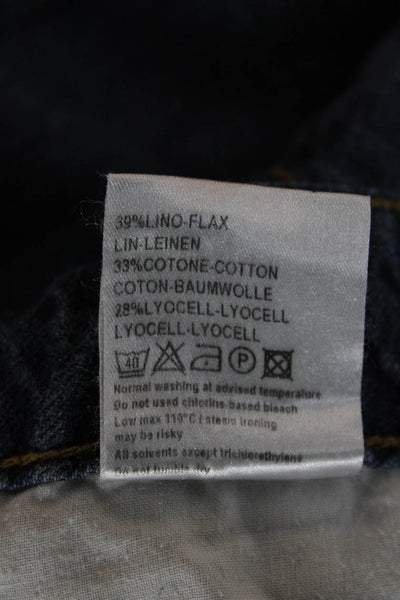 6397 Women Cropped Dark Blue Jeans Lino Flax Cotton Lyocell Size 29