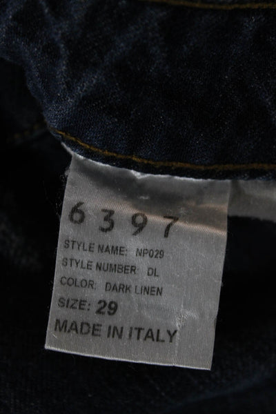6397 Women Cropped Dark Blue Jeans Lino Flax Cotton Lyocell Size 29