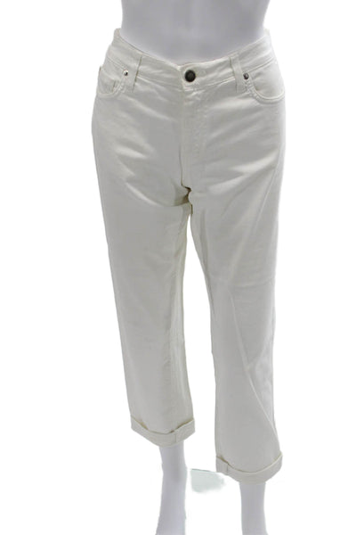 Vitamina Jeans Women Cropped White Mid Rise Pants Size 44