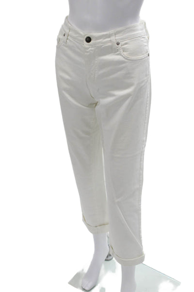 Vitamina Jeans Women Cropped White Mid Rise Pants Size 44
