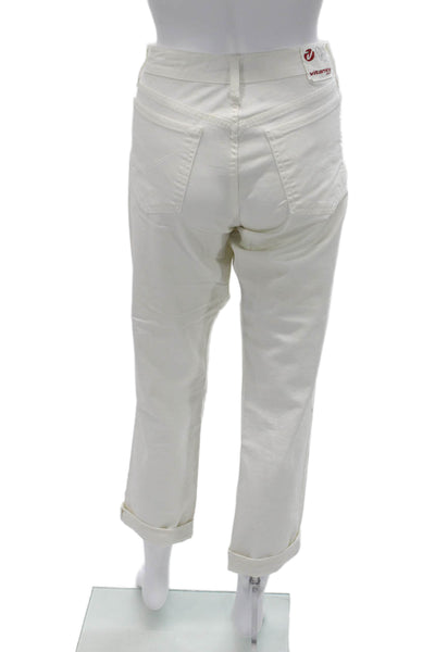 Vitamina Jeans Women Cropped White Mid Rise Pants Size 44