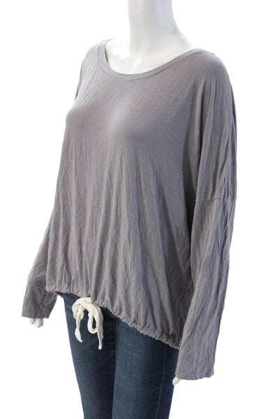 Eberjey Women Gray Long Sleeve Round Neck Basic Top Drawstring Size L