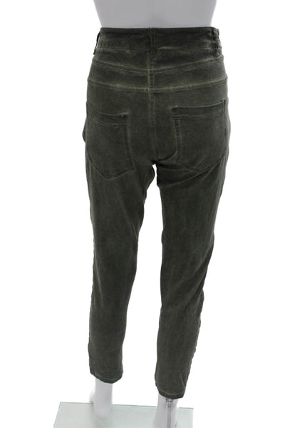 Innocenti Women Ankle Cropped Pants Green Button Cotton Elastane Size 44