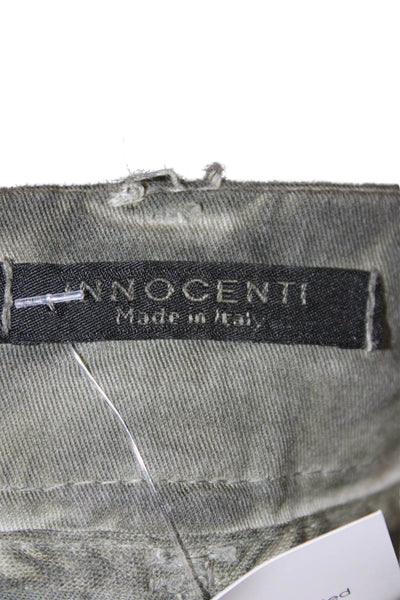 Innocenti Women Ankle Cropped Pants Green Button Cotton Elastane Size 44
