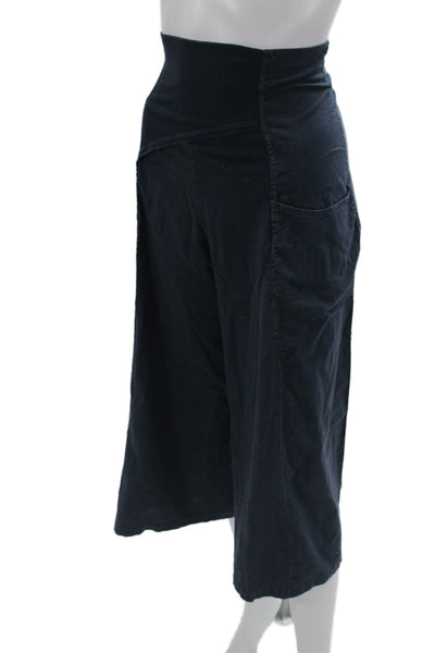 Luna Luz Women Maternity Cropped Pants Dark Blue Cotton Stretch Size S