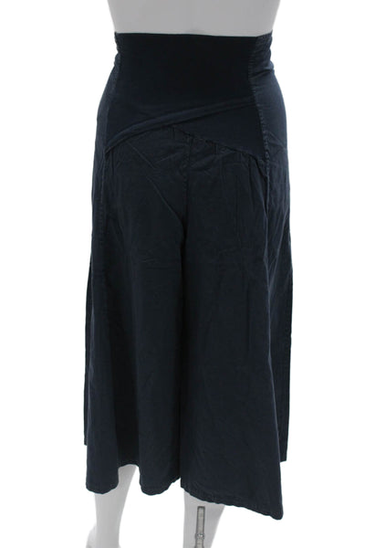 Luna Luz Women Maternity Cropped Pants Dark Blue Cotton Stretch Size S